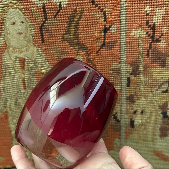 Crate & Barrel Pair of Red Glass Votive Candle Holders - Picture 3 of 16